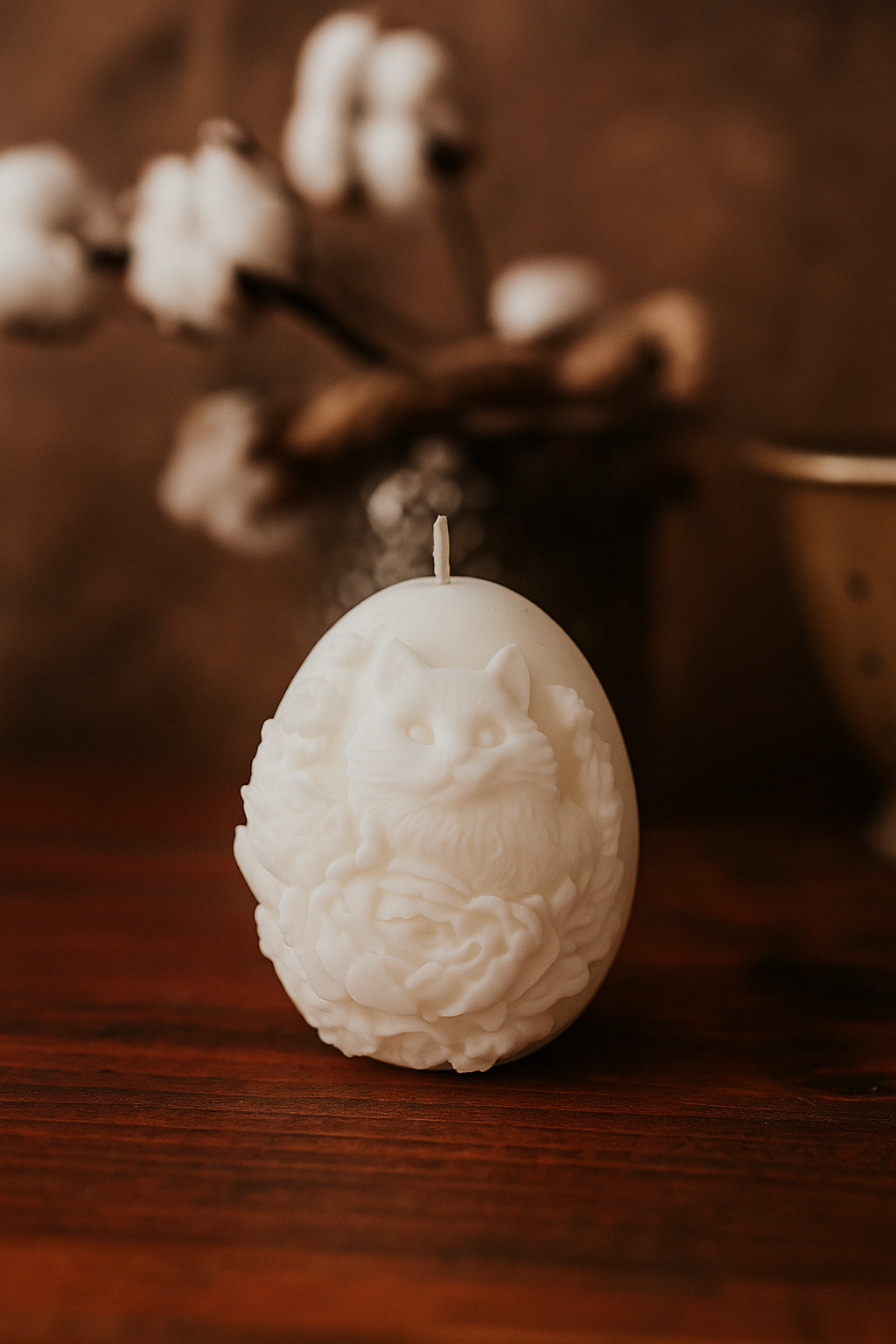 Kedi Kabartmalı Mum