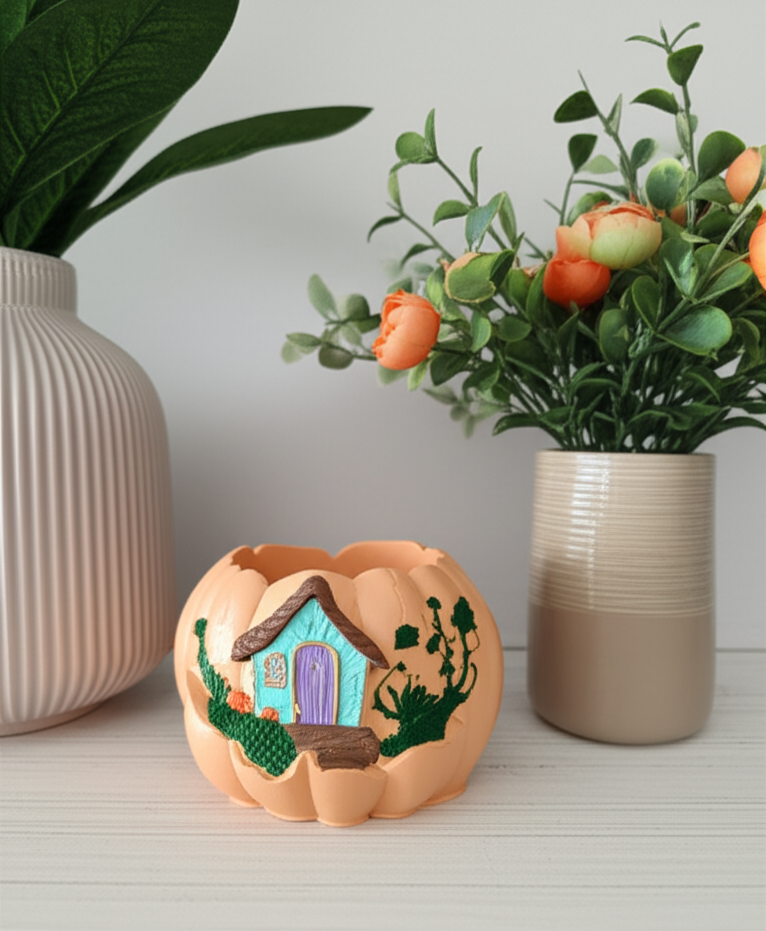 Bal Kabağı Masal Evi Çok Amaçlı Saksı – Kalemlik – Mum Kavanozu