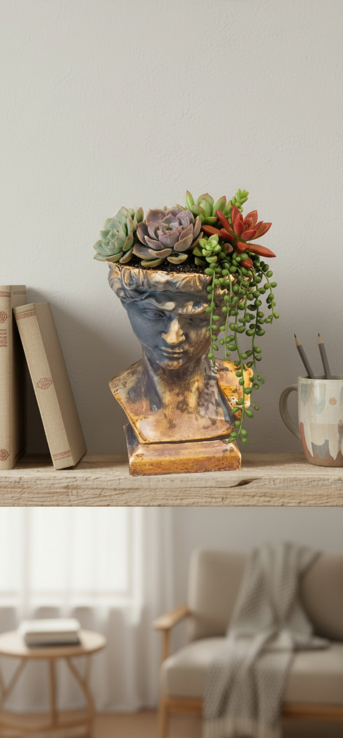 David Büstü Saksı - Vazo ve Depolama Kavanozu - Görsel 2