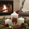 Poinsettia Baskılı Yılbaşı Baton Mum