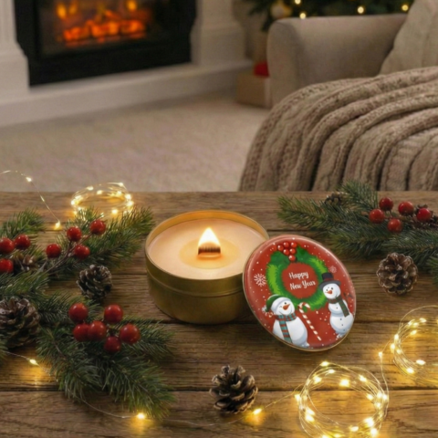 Yılbaşı Temalı Metal Kutulu Mum